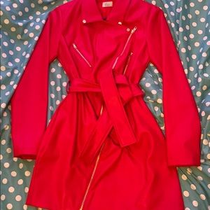 Red Leather Biker Dress